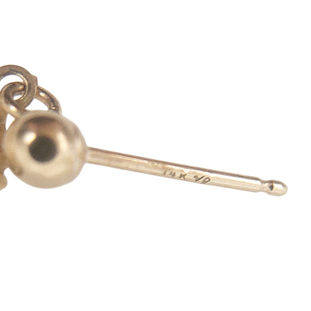 14k Solid Gold Filigree Dangle Earrings - image 2